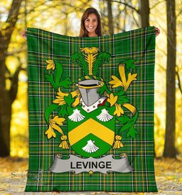 Scottish Levinge or Levens Coat of Arms Family Crest Ireland Blanket Irish National Tartan Irish County Blanket
