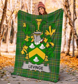 Scottish Levinge or Levens Coat of Arms Family Crest Ireland Blanket Irish National Tartan Irish County Blanket
