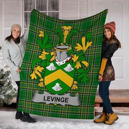 Scottish Levinge or Levens Coat of Arms Family Crest Ireland Blanket Irish National Tartan Irish County Blanket