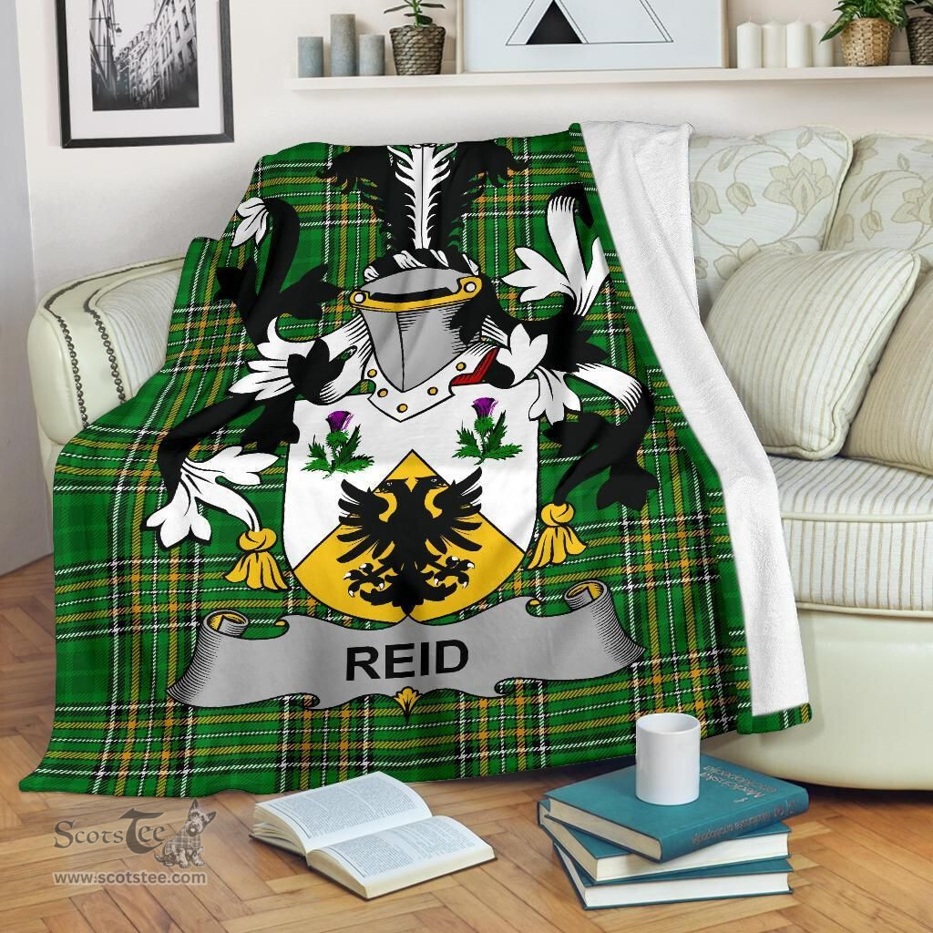 Scottish Reid Coat of Arms Family Crest Ireland Blanket Irish National Tartan Irish County Blanket