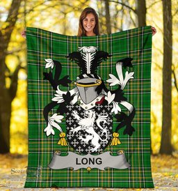 Scottish Long or Longe Coat of Arms Family Crest Ireland Blanket Irish National Tartan Irish County Blanket