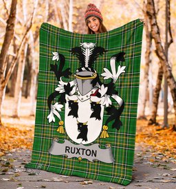 Scottish Ruxton Coat of Arms Family Crest Ireland Blanket Irish National Tartan Irish County Blanket