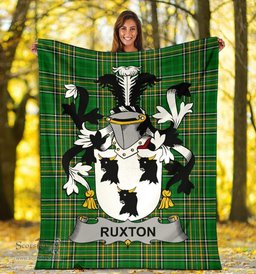Scottish Ruxton Coat of Arms Family Crest Ireland Blanket Irish National Tartan Irish County Blanket