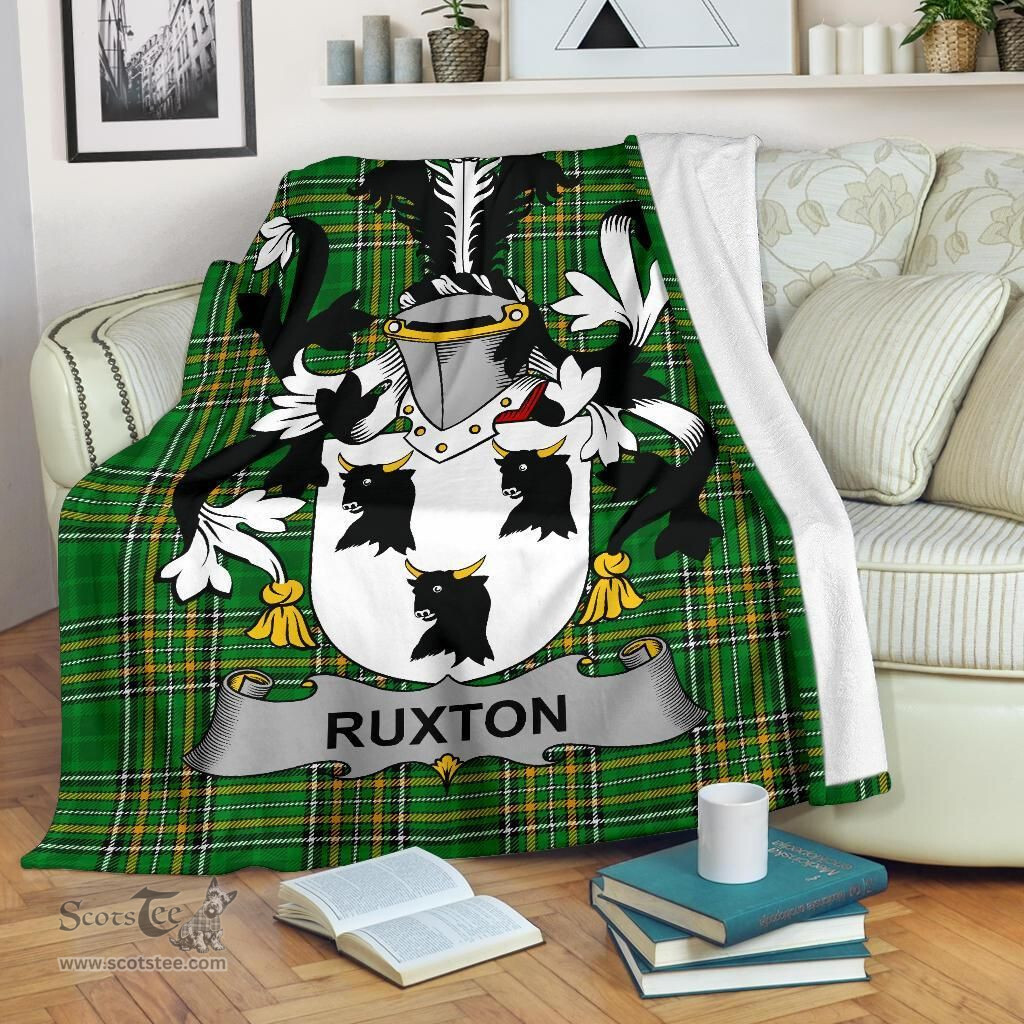 Scottish Ruxton Coat of Arms Family Crest Ireland Blanket Irish National Tartan Irish County Blanket