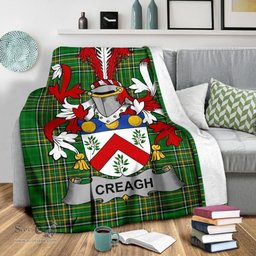 Scottish Creagh Coat of Arms Family Crest Ireland Blanket Irish National Tartan Irish County Blanket