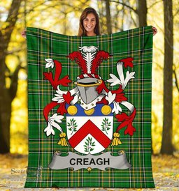 Scottish Creagh Coat of Arms Family Crest Ireland Blanket Irish National Tartan Irish County Blanket