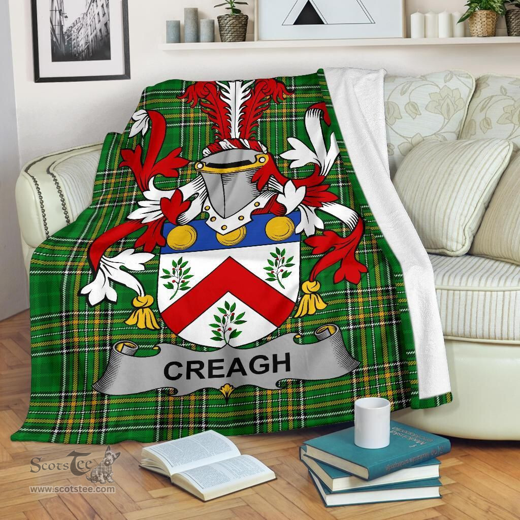 Scottish Creagh Coat of Arms Family Crest Ireland Blanket Irish National Tartan Irish County Blanket