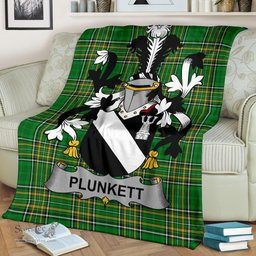 Scottish Plunkett Coat of Arms Family Crest Ireland Blanket Irish National Tartan Irish County Blanket