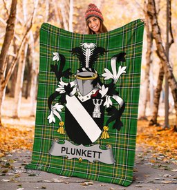 Scottish Plunkett Coat of Arms Family Crest Ireland Blanket Irish National Tartan Irish County Blanket
