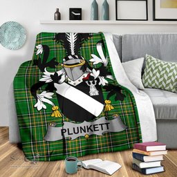 Scottish Plunkett Coat of Arms Family Crest Ireland Blanket Irish National Tartan Irish County Blanket