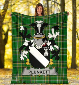 Scottish Plunkett Coat of Arms Family Crest Ireland Blanket Irish National Tartan Irish County Blanket