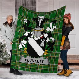 Scottish Plunkett Coat of Arms Family Crest Ireland Blanket Irish National Tartan Irish County Blanket