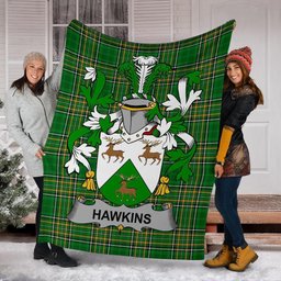 Scottish Hawkins or Haughan Coat of Arms Family Crest Ireland Blanket Irish National Tartan Irish County Blanket