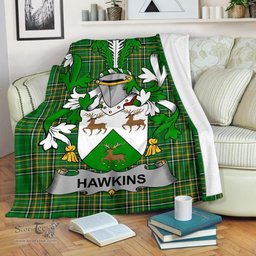 Scottish Hawkins or Haughan Coat of Arms Family Crest Ireland Blanket Irish National Tartan Irish County Blanket