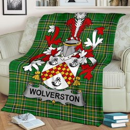Scottish Wolverston Coat of Arms Family Crest Ireland Blanket Irish National Tartan Irish County Blanket
