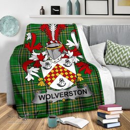 Scottish Wolverston Coat of Arms Family Crest Ireland Blanket Irish National Tartan Irish County Blanket