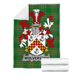 Scottish Wolverston Coat of Arms Family Crest Ireland Blanket Irish National Tartan Irish County Blanket