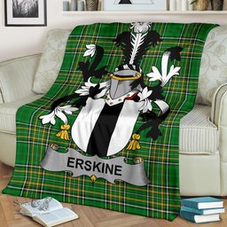 Scottish Erskine Coat of Arms Family Crest Ireland Blanket Irish National Tartan Irish County Blanket