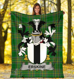 Scottish Erskine Coat of Arms Family Crest Ireland Blanket Irish National Tartan Irish County Blanket