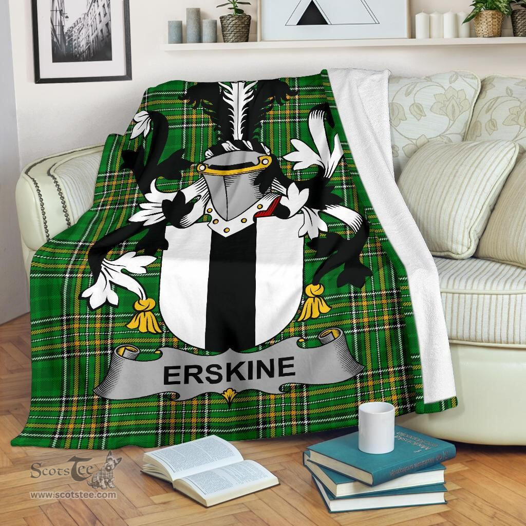 Scottish Erskine Coat of Arms Family Crest Ireland Blanket Irish National Tartan Irish County Blanket