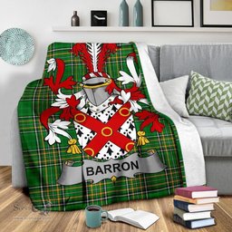 Scottish Barron Coat of Arms Family Crest Ireland Blanket Irish National Tartan Irish County Blanket