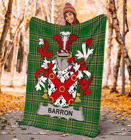 Scottish Barron Coat of Arms Family Crest Ireland Blanket Irish National Tartan Irish County Blanket