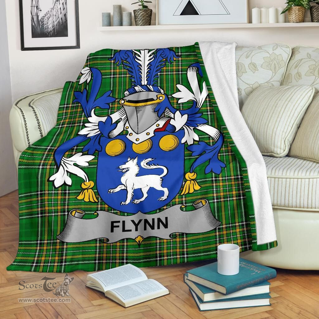 Scottish Flynn or O'Flynn Coat of Arms Family Crest Ireland Blanket Irish National Tartan Irish County Blanket