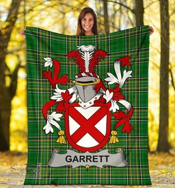 Scottish Garrett Coat of Arms Family Crest Ireland Blanket Irish National Tartan Irish County Blanket