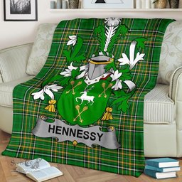 Scottish Hennessy or O'Hennessy Coat of Arms Family Crest Ireland Blanket Irish National Tartan Irish County Blanket