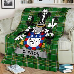 Scottish Clinton Coat of Arms Family Crest Ireland Blanket Irish National Tartan Irish County Blanket