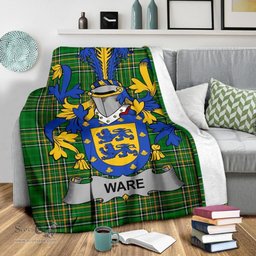 Scottish Ware Coat of Arms Family Crest Ireland Blanket Irish National Tartan Irish County Blanket