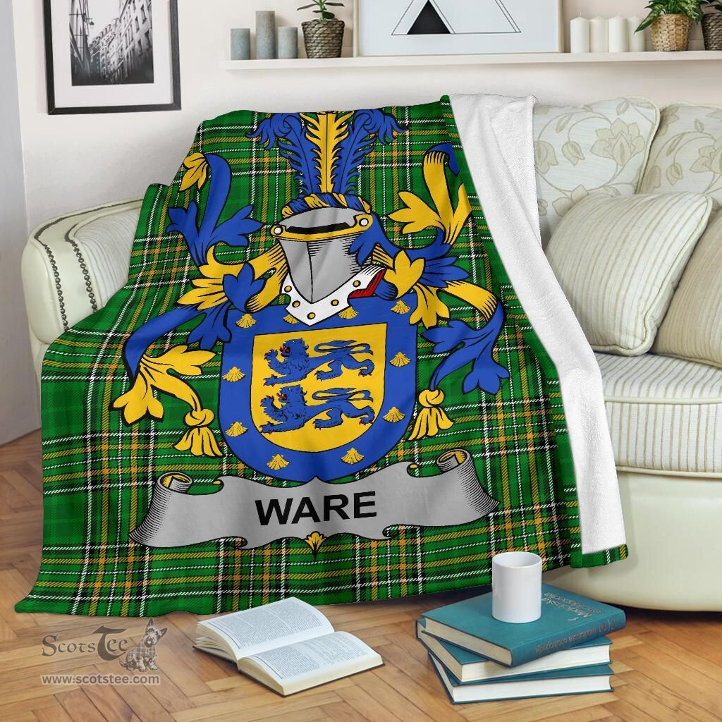 Scottish Ware Coat of Arms Family Crest Ireland Blanket Irish National Tartan Irish County Blanket