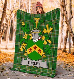 Scottish Turley Coat of Arms Family Crest Ireland Blanket Irish National Tartan Irish County Blanket