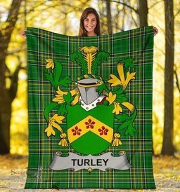 Scottish Turley Coat of Arms Family Crest Ireland Blanket Irish National Tartan Irish County Blanket
