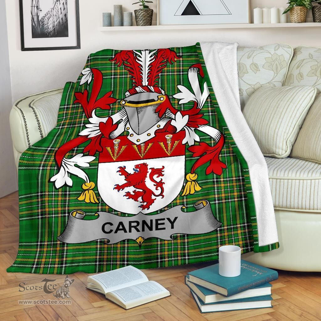 Scottish Carney Coat of Arms Family Crest Ireland Blanket Irish National Tartan Irish County Blanket