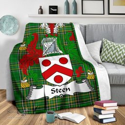 Scottish Steen Coat of Arms Family Crest Ireland Blanket Irish National Tartan Irish County Blanket