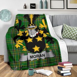 Scottish Moran or O'Moran Coat of Arms Family Crest Ireland Blanket Irish National Tartan Irish County Blanket