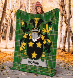 Scottish Moran or O'Moran Coat of Arms Family Crest Ireland Blanket Irish National Tartan Irish County Blanket