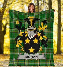 Scottish Moran or O'Moran Coat of Arms Family Crest Ireland Blanket Irish National Tartan Irish County Blanket