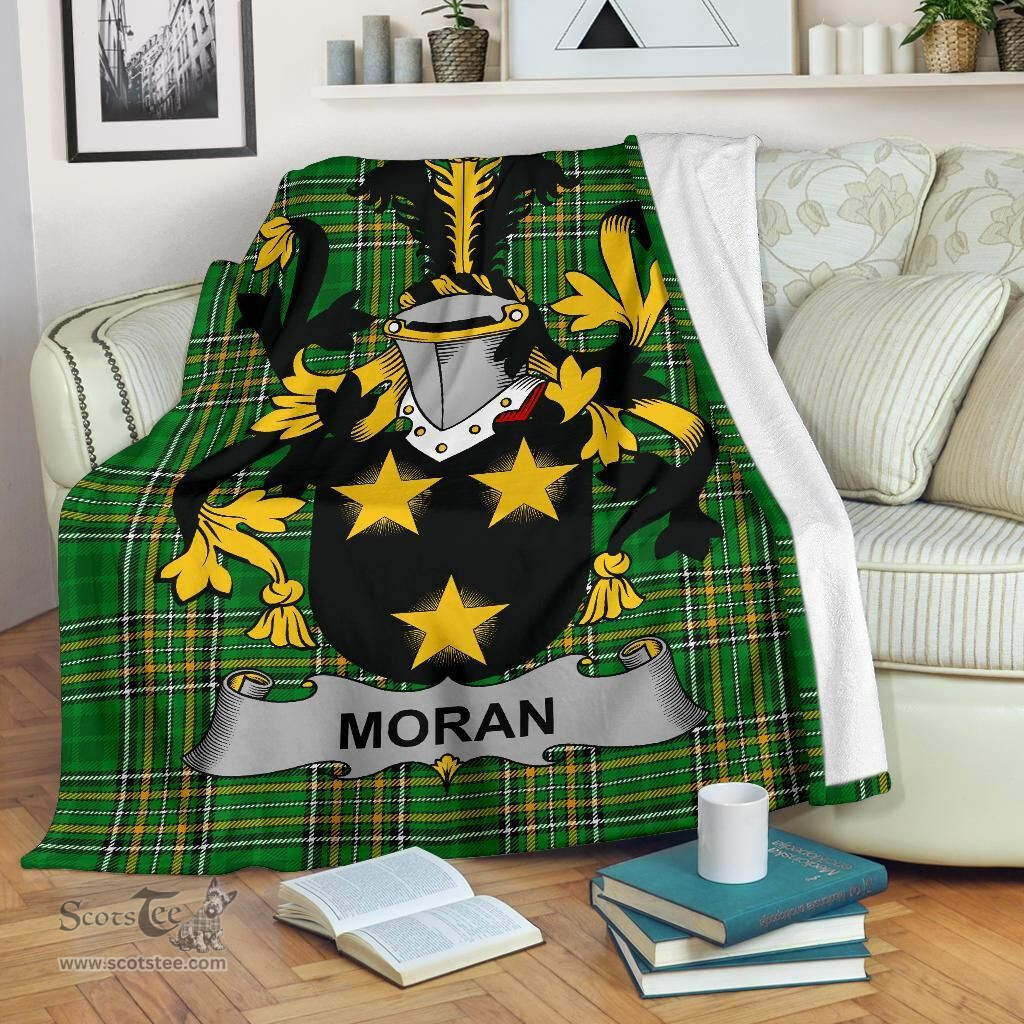 Scottish Moran or O'Moran Coat of Arms Family Crest Ireland Blanket Irish National Tartan Irish County Blanket