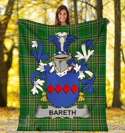 Scottish Bareth Coat of Arms Family Crest Ireland Blanket Irish National Tartan Irish County Blanket