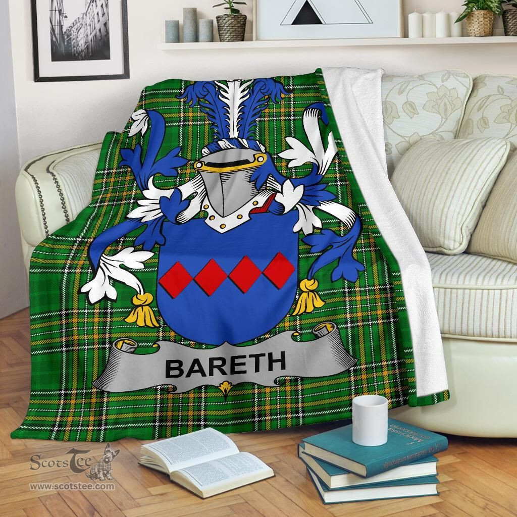 Scottish Bareth Coat of Arms Family Crest Ireland Blanket Irish National Tartan Irish County Blanket