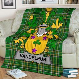 Scottish Vandeleur Coat of Arms Family Crest Ireland Blanket Irish National Tartan Irish County Blanket