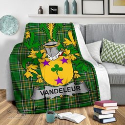 Scottish Vandeleur Coat of Arms Family Crest Ireland Blanket Irish National Tartan Irish County Blanket