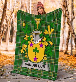 Scottish Vandeleur Coat of Arms Family Crest Ireland Blanket Irish National Tartan Irish County Blanket