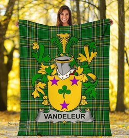 Scottish Vandeleur Coat of Arms Family Crest Ireland Blanket Irish National Tartan Irish County Blanket