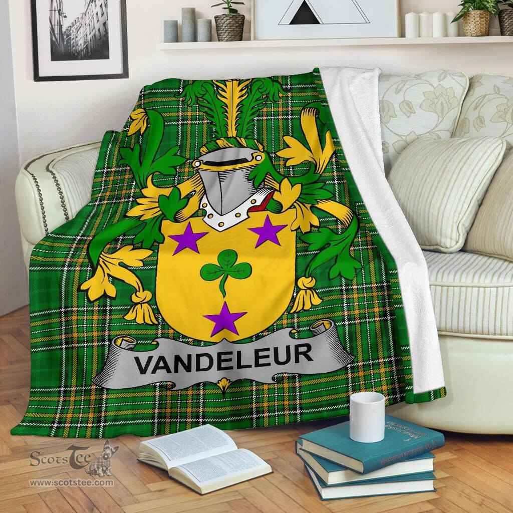 Scottish Vandeleur Coat of Arms Family Crest Ireland Blanket Irish National Tartan Irish County Blanket