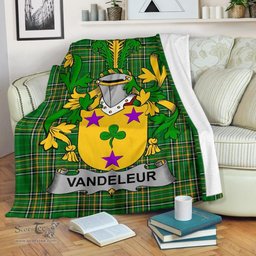 Scottish Vandeleur Coat of Arms Family Crest Ireland Blanket Irish National Tartan Irish County Blanket