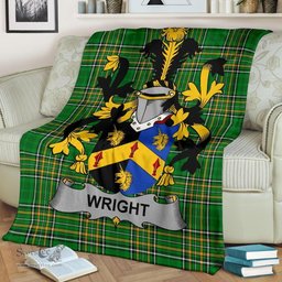 Scottish Wright Coat of Arms Family Crest Ireland Blanket Irish National Tartan Irish County Blanket