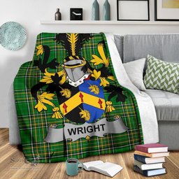 Scottish Wright Coat of Arms Family Crest Ireland Blanket Irish National Tartan Irish County Blanket